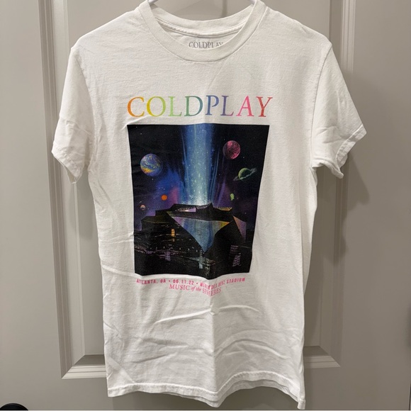 Coldplay 2022 Tour T-Shirt White Small Atlanta GA 6/11/22 Music of the Spheres - Picture 2 of 4
